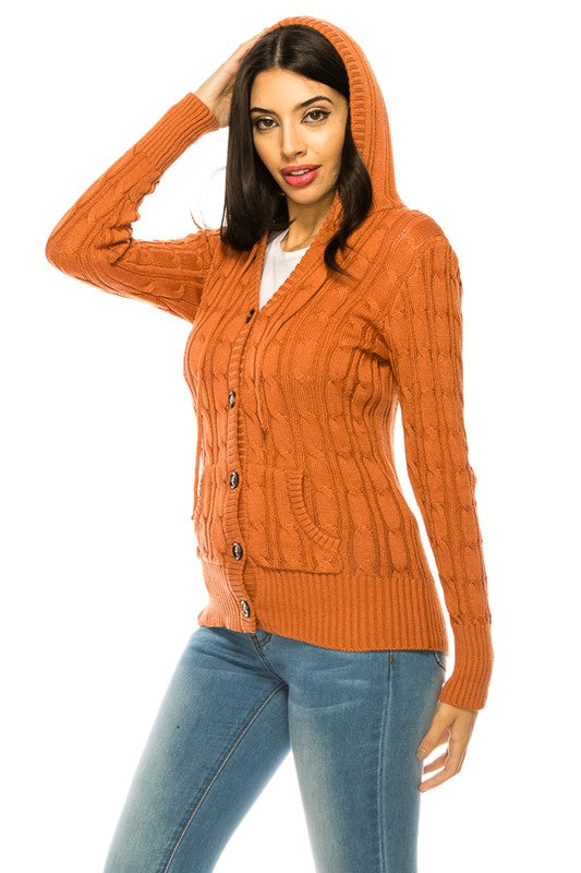 Casual Knit Sweater with Button Front with Pockets