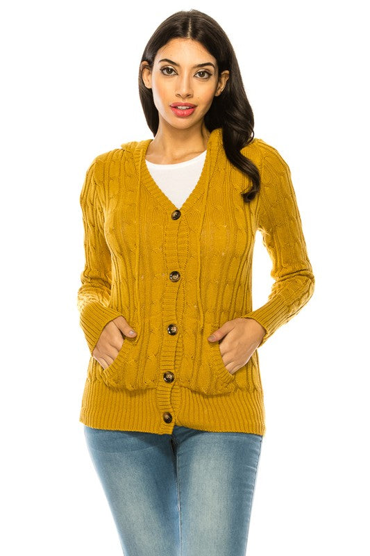 Casual Knit Sweater with Button Front with Pockets