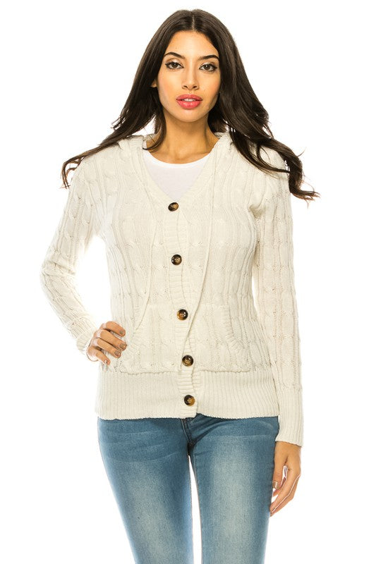 Casual Knit Sweater with Button Front with Pockets