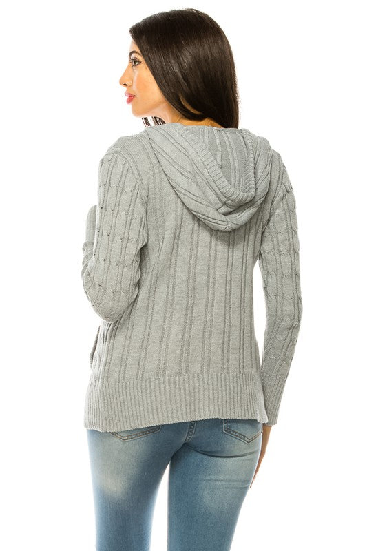 Casual Knit Sweater with Button Front with Pockets