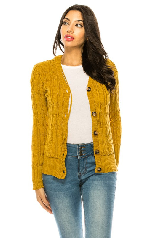 Casual Knit Sweater with Button Front with Pockets