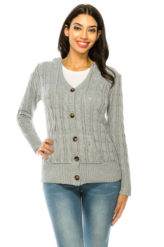 Casual Knit Sweater with Button Front with Pockets