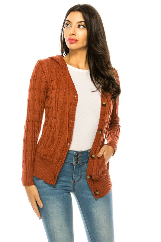 Casual Knit Sweater with Button Front with Pockets