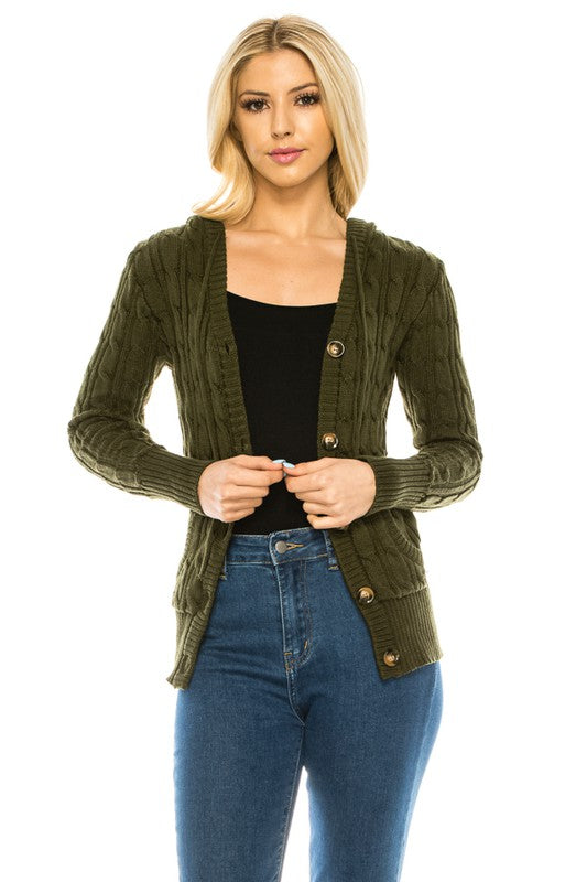 Casual Knit Sweater with Button Front with Pockets