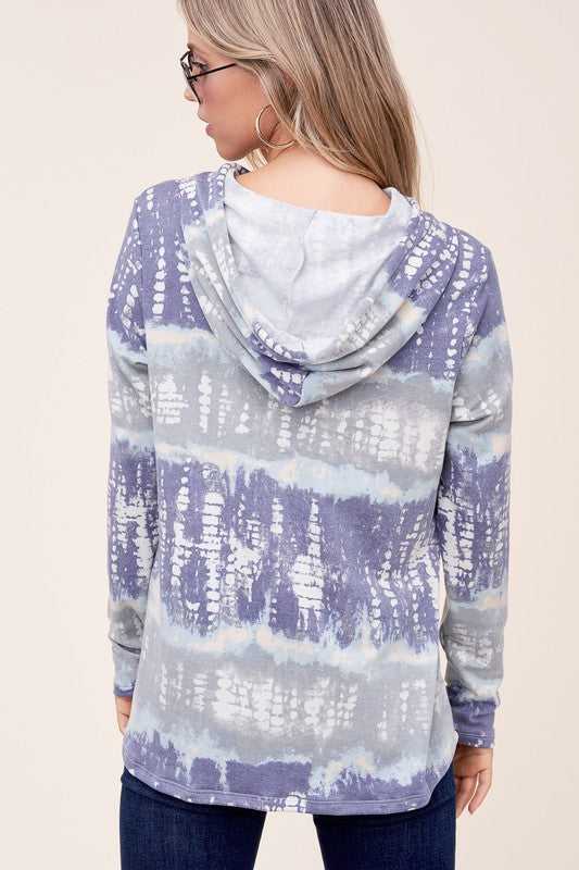 TERRY TIE DYE LONG HOODIE PLUS TOP