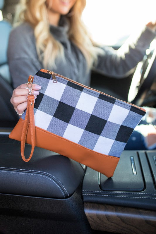 Buffalo Plaid Wristlet Clutch Bag