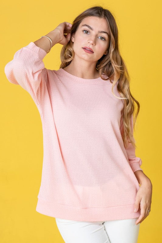 Solid Waffle Knit Top