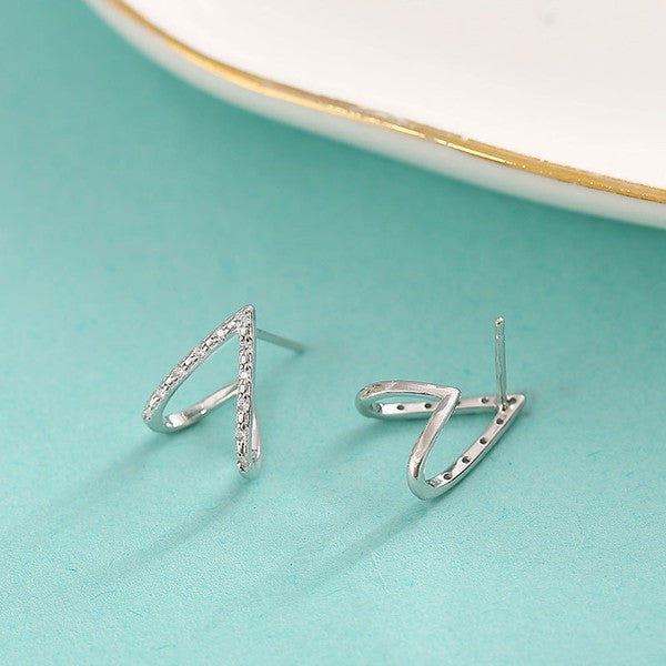 925 Sterling Silver Simple Triangle Earring