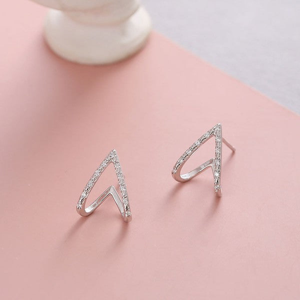 925 Sterling Silver Simple Triangle Earring