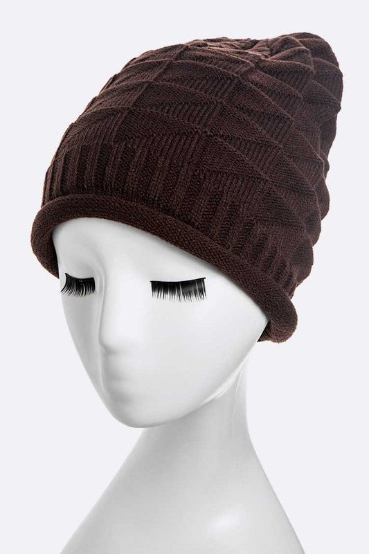 Unisex Raised Knit Slouchy Beanie