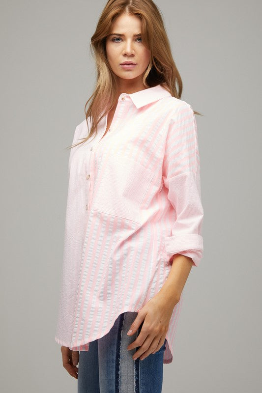 Stripe Button Down Long Sleeve Shirt