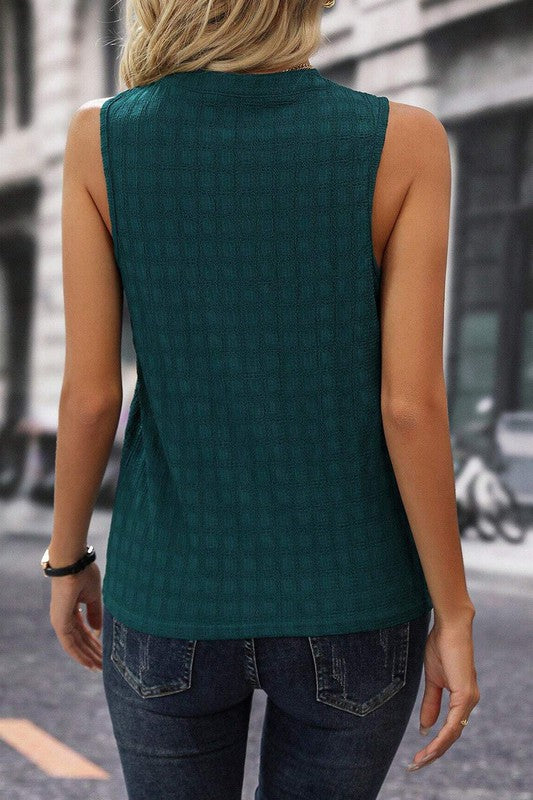 Textured Notched Neckline Tank Top