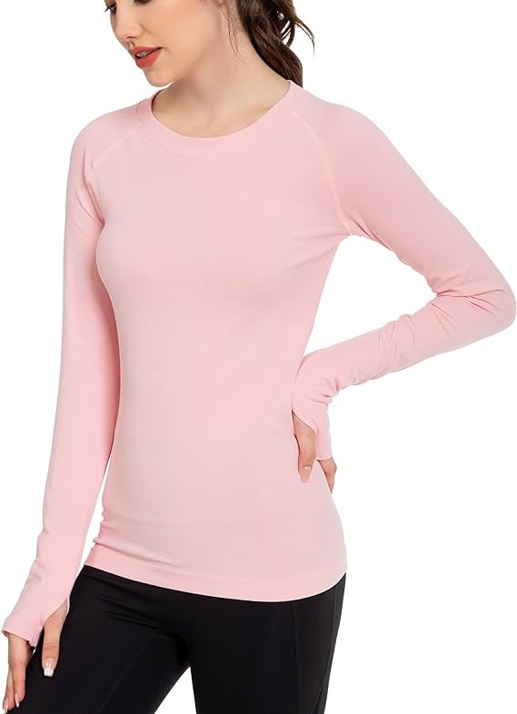 Long Sleeve Moisture Wick Workout Shirts for Women