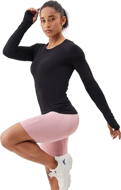 Long Sleeve Moisture Wick Workout Shirts for Women