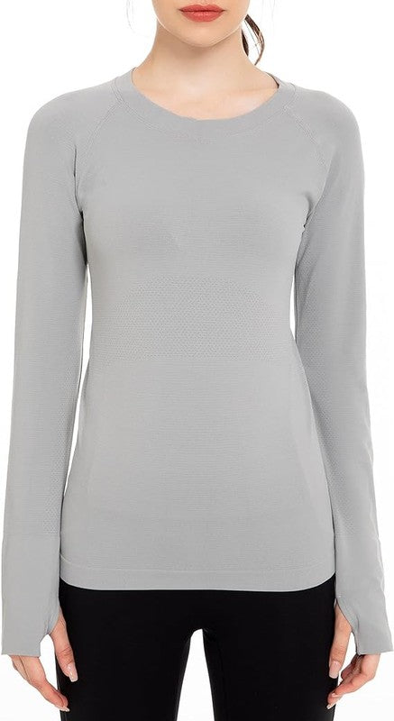 Long Sleeve Moisture Wick Workout Shirts for Women