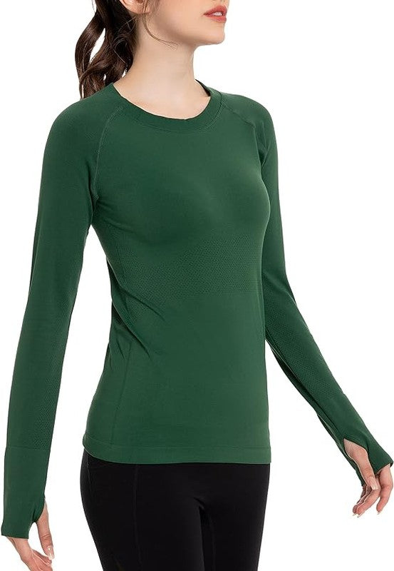 Long Sleeve Moisture Wick Workout Shirts for Women