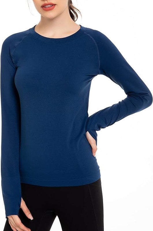 Long Sleeve Moisture Wick Workout Shirts for Women