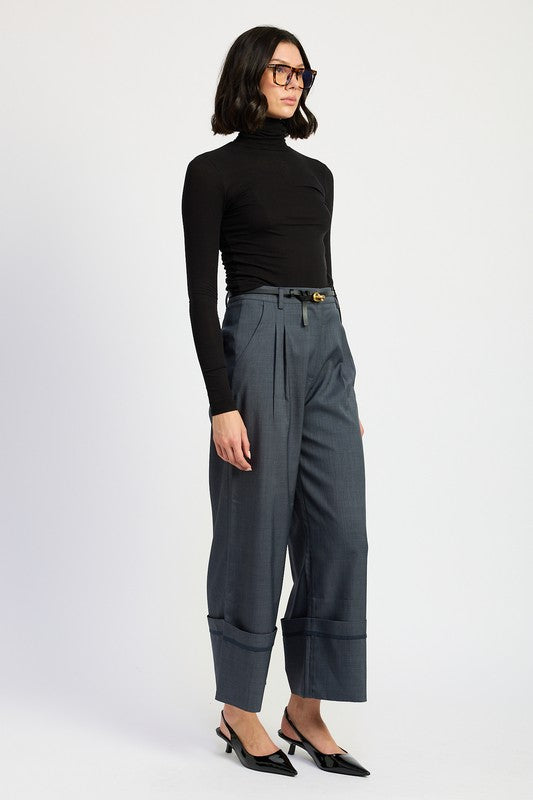 FOLD OVER PLEATED PANTS