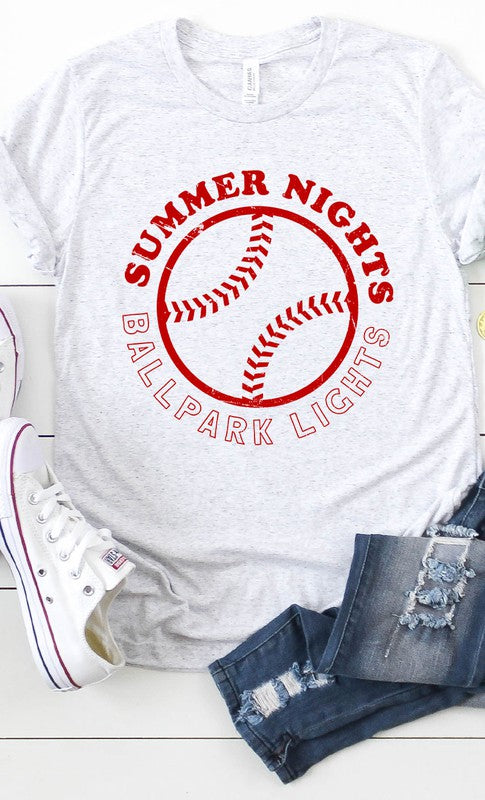 Summer Nights and Ballpark Lights Baseball Graphic