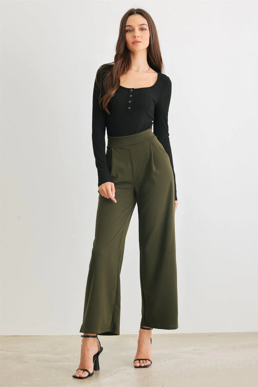 *SALE* Olive Two Pocket High Waist Wide Leg Pants