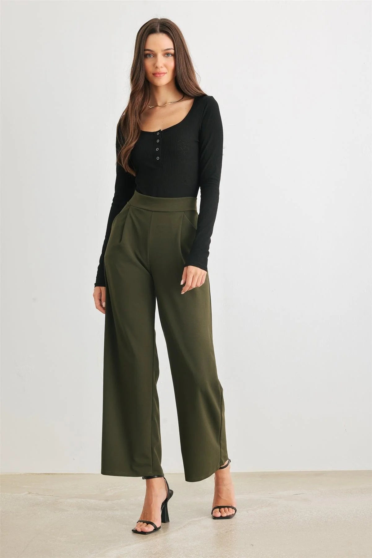 *SALE* Olive Two Pocket High Waist Wide Leg Pants