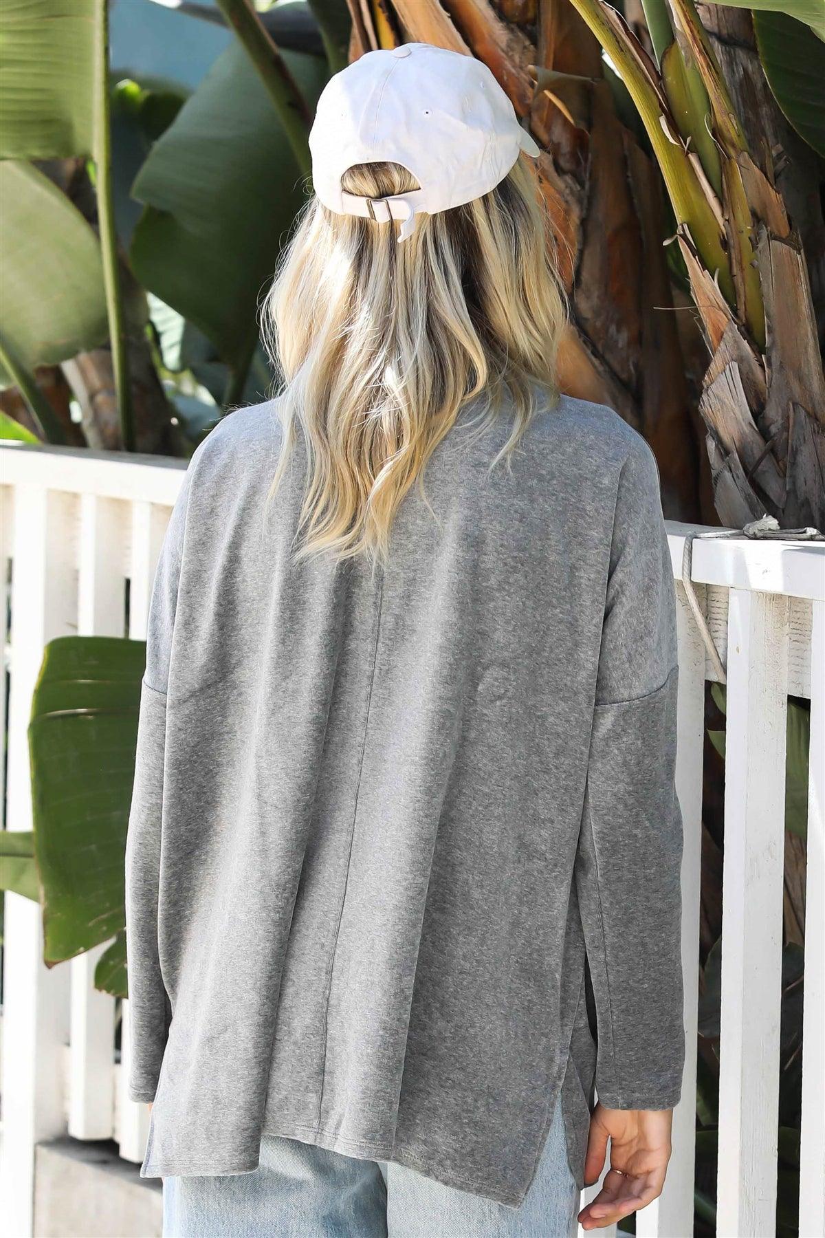 *SALE* Charcoal Cotton Blend Velour Long Sleeve Sweatshirt